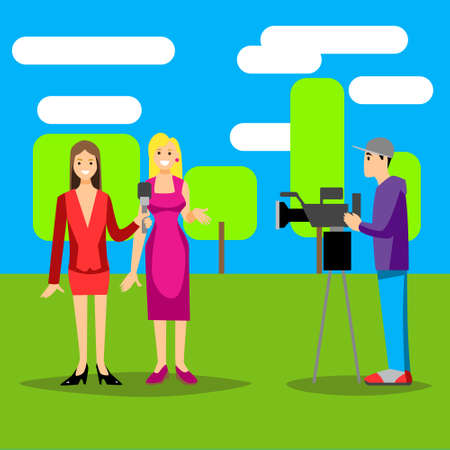 Tv journalist interview design.のイラスト素材