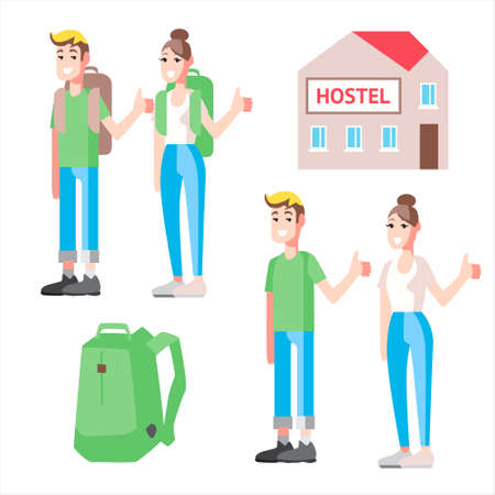 Vector illustrations set cheap travelのイラスト素材