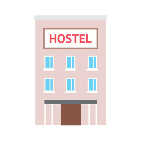 Hostel building on white backgroundのイラスト素材