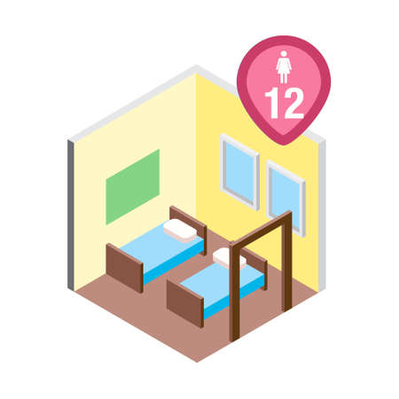 Isometric hostel bed room vector illustrationの写真素材