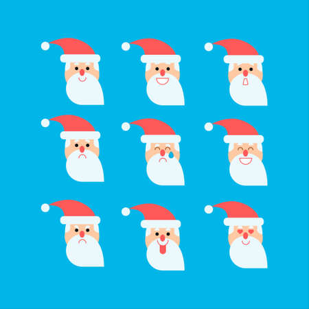 Vector illustrations set in flat style with santa in different emotionsのイラスト素材