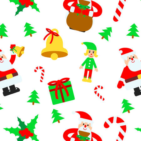 Pattern for christmas design in flat style with Santa Clausのイラスト素材