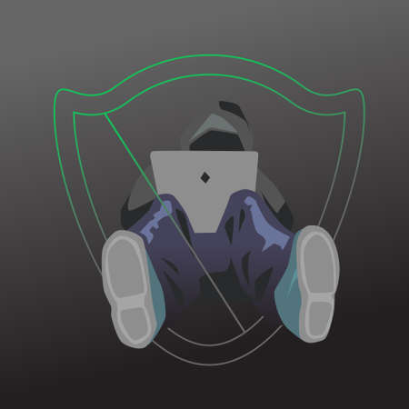 Vector flat illustration with protection of hacker attack