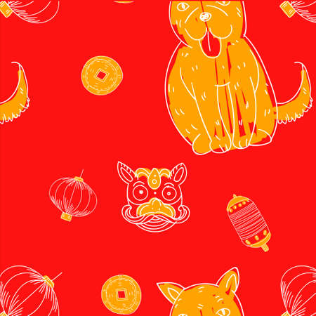 Chinese elements vector seamless patternのイラスト素材