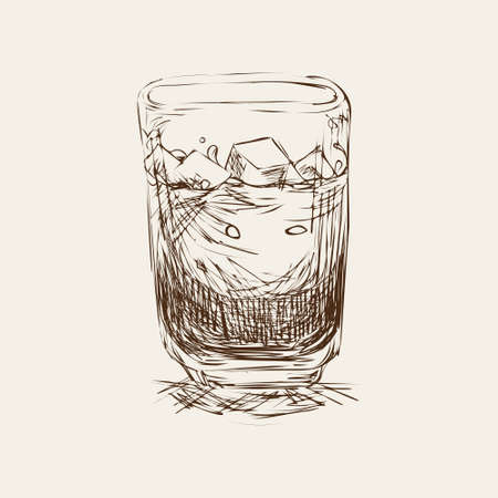 Iced coffee sketch style vector illustrationのイラスト素材