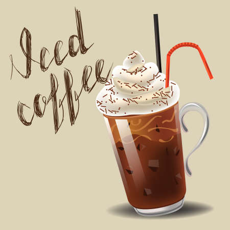 Iced coffee realism style vector illustrationのイラスト素材