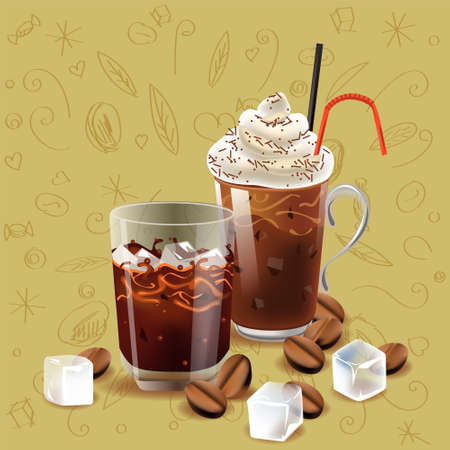 Iced coffee realism style vector illustrationのイラスト素材