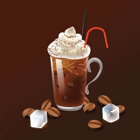 Iced coffee realism style vector illustrationのイラスト素材