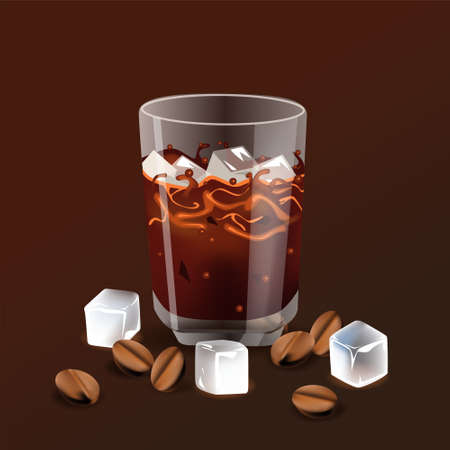 Iced coffee realism style vector illustrationのイラスト素材