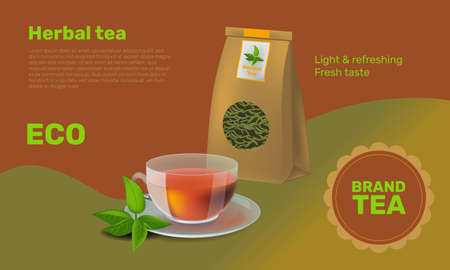 Vector illustration design template in realism style about teaの写真素材