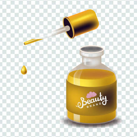 Realism style vector illustration isolated on transparent background. Cosmetic with oil for beauty industry skin careのイラスト素材