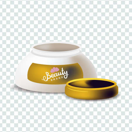 Realism style vector illustration isolated on transparent background. Cosmetic cream with oil for beauty industry skin careのイラスト素材