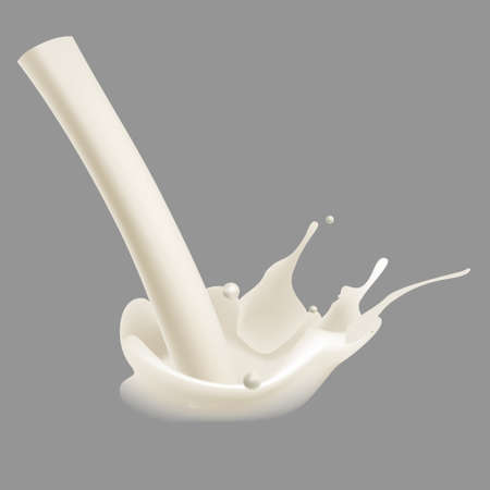 Milk, yogurt, white paint vector illustration in realism style with splashesのイラスト素材