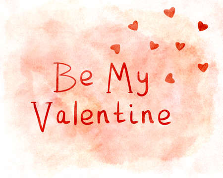 Valentines day background with watercolor effect be my valentineの写真素材