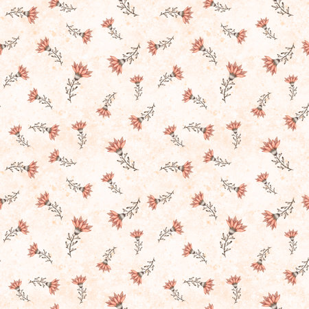 Botanical floral seamless pattern on light backgroundの写真素材