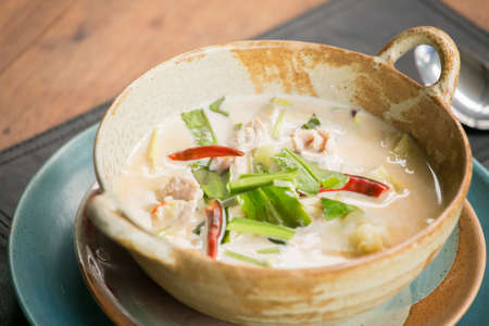 tom kha kai chicken in coconut milk soup - thai cuisineの写真素材