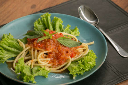 Spaghetti asian style - street food - cheap asian foodの写真素材