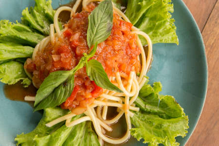 Spaghetti asian style - street food - cheap asian foodの写真素材