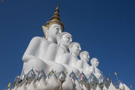 Big white buddha statue isolated on blue sky at new popular Public Temple in Phetchabun (in the north of Thailand) "Wat Pha Sorn Kaew" Picture in January, 2017の写真素材