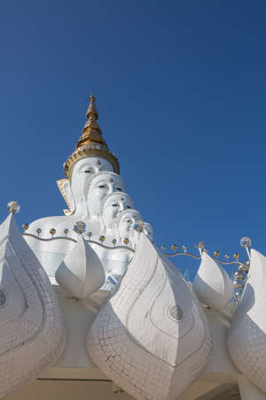 Big white buddha statue isolated on blue sky at new popular Public Temple in Phetchabun (in the north of Thailand) "Wat Pha Sorn Kaew" Picture in January, 2017の写真素材