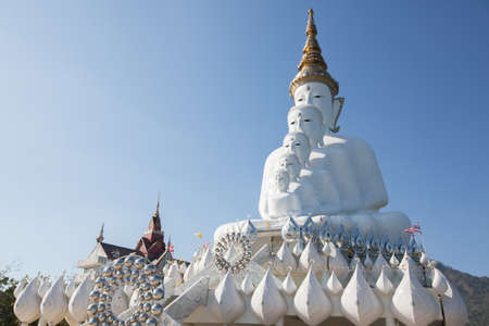 Big white buddha statue isolated on blue sky at new popular Public Temple in Phetchabun (in the north of Thailand) "Wat Pha Sorn Kaew" Picture in January, 2017の写真素材