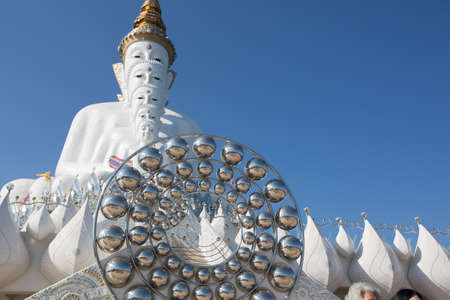 Big white buddha statue isolated on blue sky at new popular Public Temple in Phetchabun (in the north of Thailand) "Wat Pha Sorn Kaew" Picture in January, 2017の写真素材