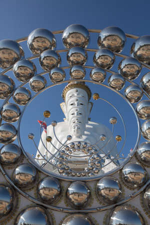 Big white buddha statue isolated on blue sky at new popular Public Temple in Phetchabun (in the north of Thailand) "Wat Pha Sorn Kaew" Picture in January, 2017の写真素材