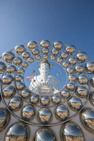 Big white buddha statue isolated on blue sky at new popular Public Temple in Phetchabun (in the north of Thailand) "Wat Pha Sorn Kaew" Picture in January, 2017の写真素材
