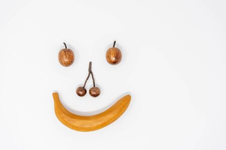 Wooden Fruit Faceの写真素材