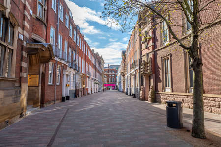 England, Humberside, Hull, 29/09/2020 - Empty pedestrian street in Hull Town Centre on a sunny day.のeditorial素材