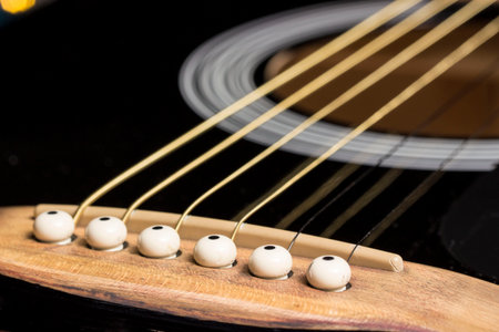 guitar, Saddle  close-up. guitar details  acoustic