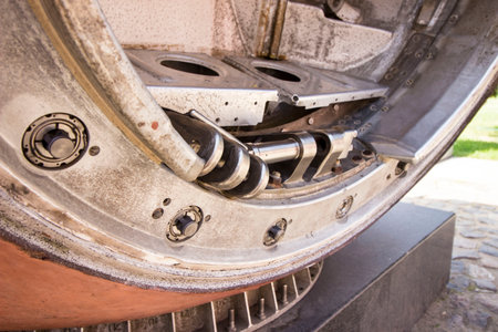 capsule of an old soviet space ship with life support cable interface. close-up. detailed photo....