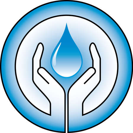 waterdrop and handsのイラスト素材