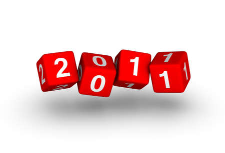 Happy New Year 2011 red cubesの写真素材
