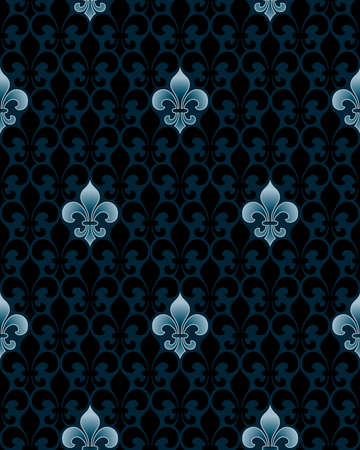 dark fleur-de-lis seamless patternのイラスト素材