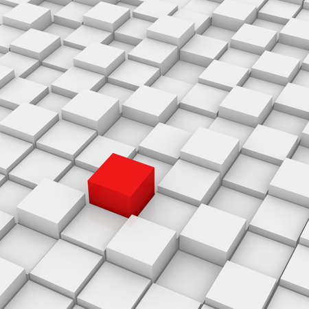 Red Different Cube of white backgroundの写真素材