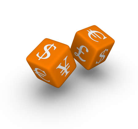 currency exchange dice icon   (3D crossword orange series)の写真素材
