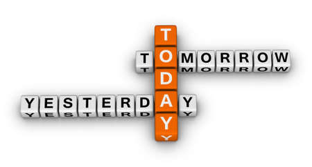 yesterday, today, tomorrow 3d crossword puzzle (time concept)