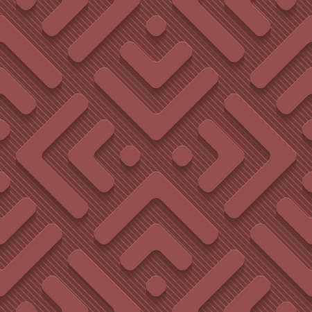 Marsala color perforated paper with cut out effect. Abstract 3d seamless background.のイラスト素材