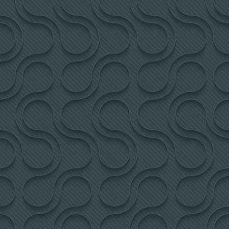 Dark perforated paper with outline extrude effect. 3d seamless wallpaper. Vector background のイラスト素材