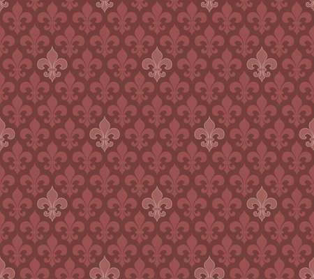Marsala color Fleur De Lis classical wallpaper. Vector seamless background.の写真素材