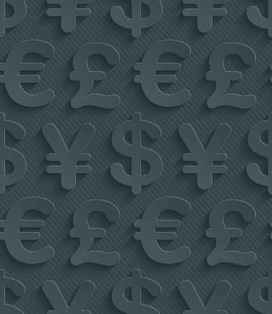 Dark gray currency symbols wallpaper. 3d seamless background. Vector EPS10.の写真素材