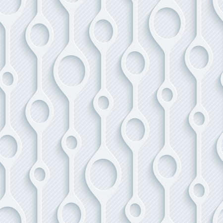Light gray perforated paper with cut out effect. Abstract 3d seamless background. Vector.のイラスト素材