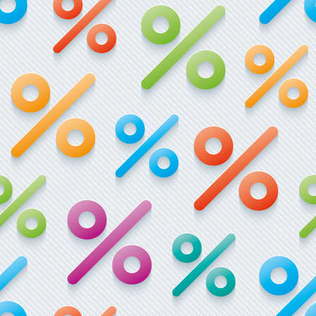 Multicolor percent symbols wallpaper. 3d seamless background. Vector.のイラスト素材