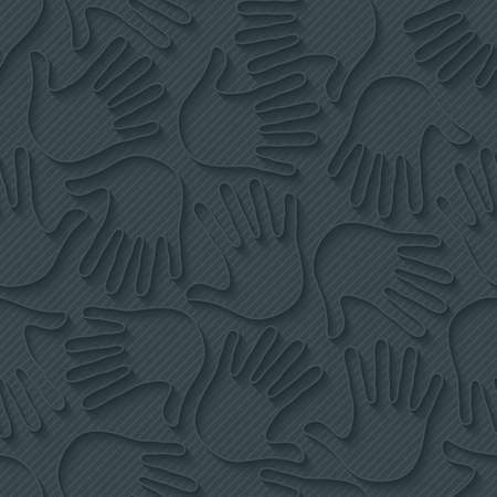 Handprints wallpaper. 3d seamless background. Vector EPS10.のイラスト素材