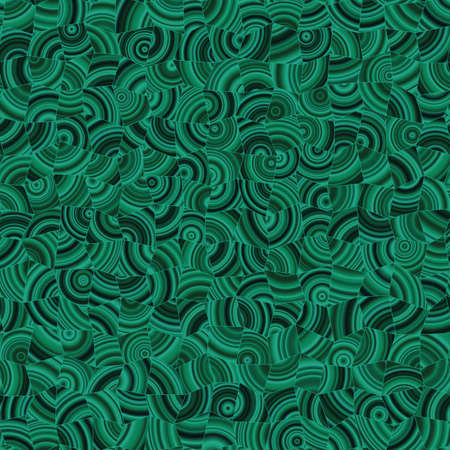 Dark green Malachite tileable mosaic pattern. Abstract vector seamless background.のイラスト素材