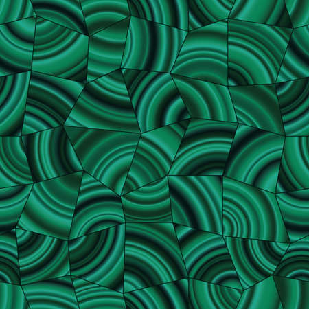 Dark green Malachite tileable mosaic pattern. Abstract vector seamless background.のイラスト素材