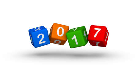 Happy New Year 2017. Falling cubes.