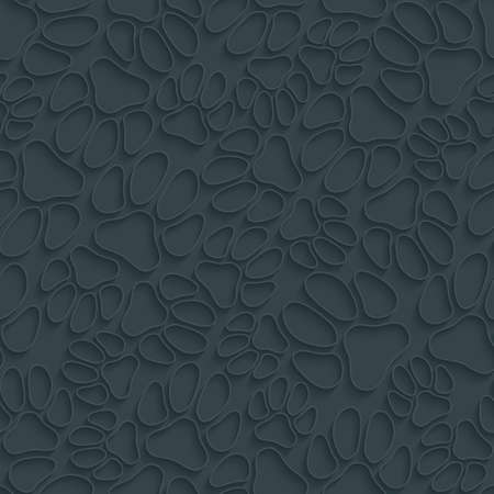 A lot of dog's paw prints on dark gray background. Neutral seamless pattern with 3D effect. Vector EPS10.のイラスト素材