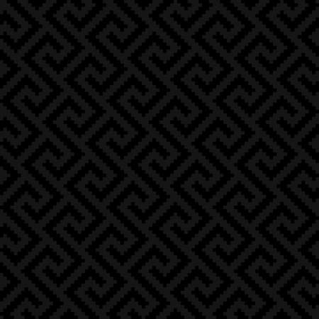 Black Meander Pixel Art Pattern. Neutral Seamless Pattern for Modern Design in Flat Style. Tileable Greek Key Vector Background.のイラスト素材